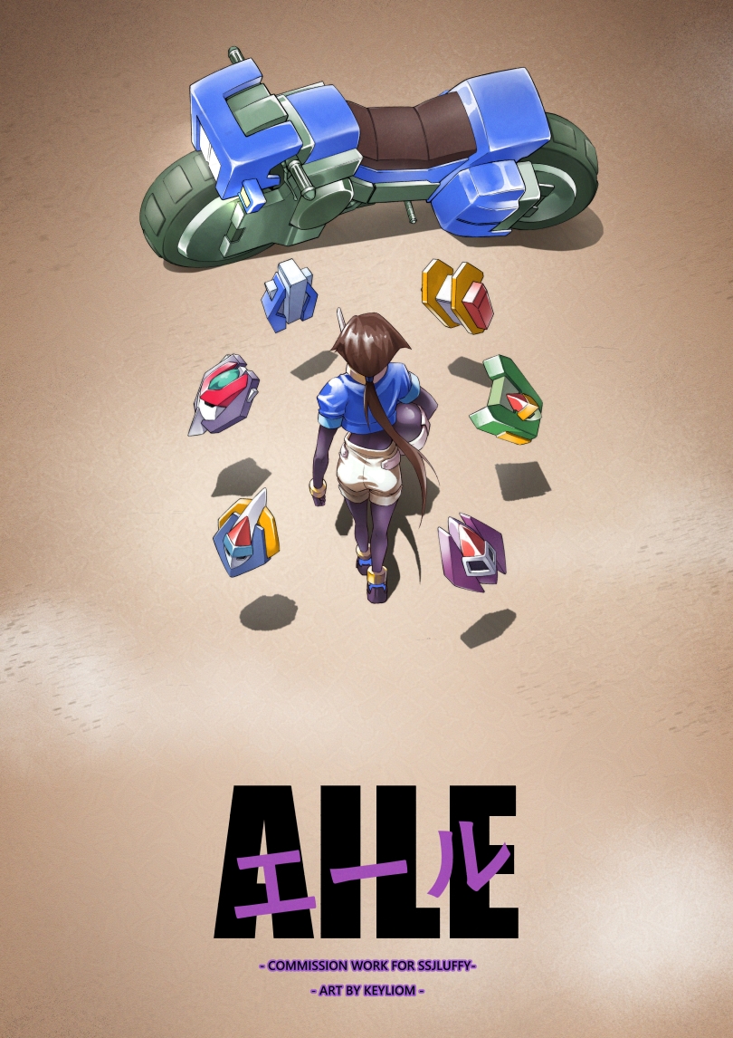 1girl, aile_(mega_man_zx), akira_(manga), akira_movie_poster, biometal, black_bodysuit, blue_jacket, bodysuit