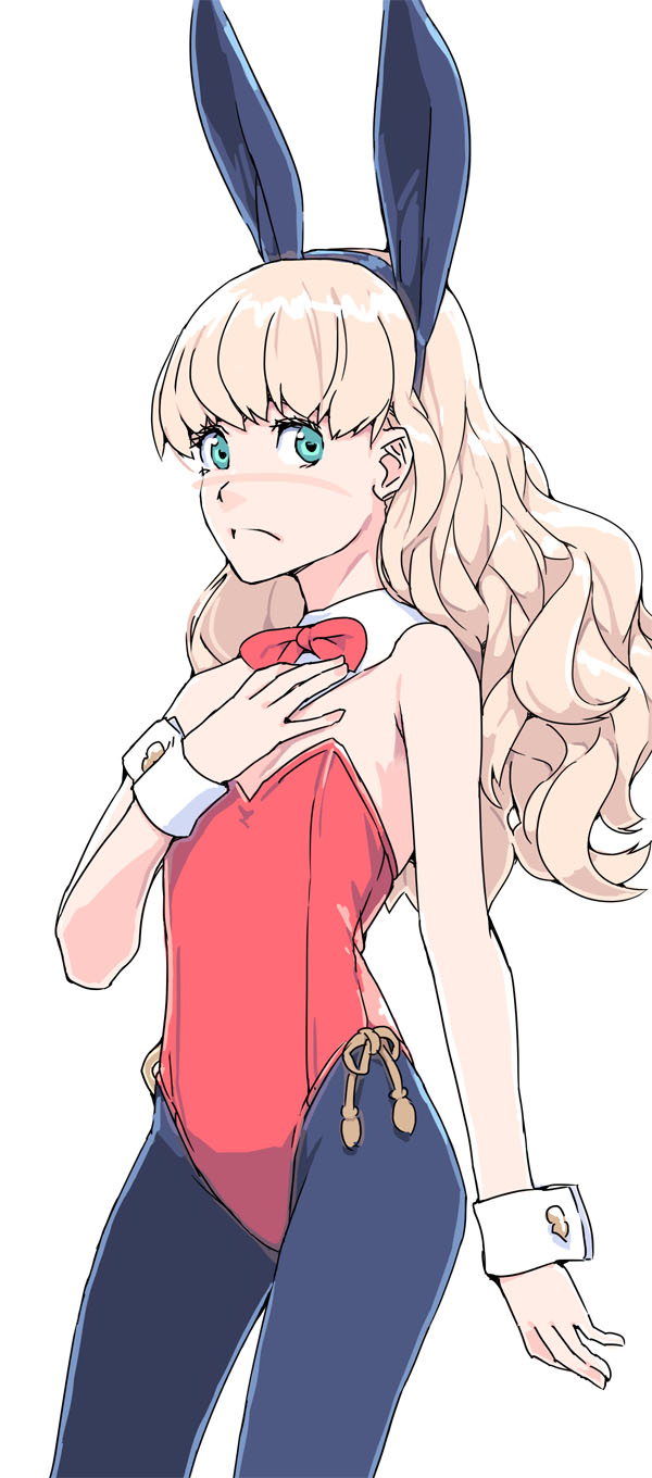 1girl, akinbo_(hyouka_fuyou), animal_ears, another_eden, blonde_hair, bow, bowtie, closed_mouth