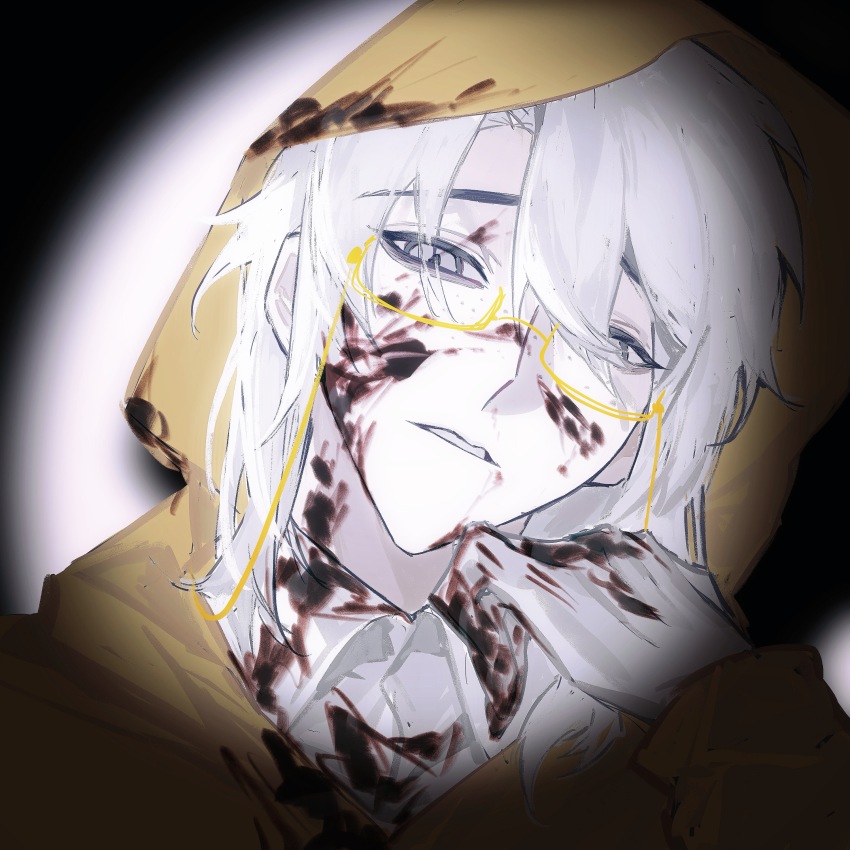 1boy, absurdres, bai_ling_(touqi_guaitan), blood, blood_on_clothes, blood_on_face, blood_on_neck, chinese_commentary