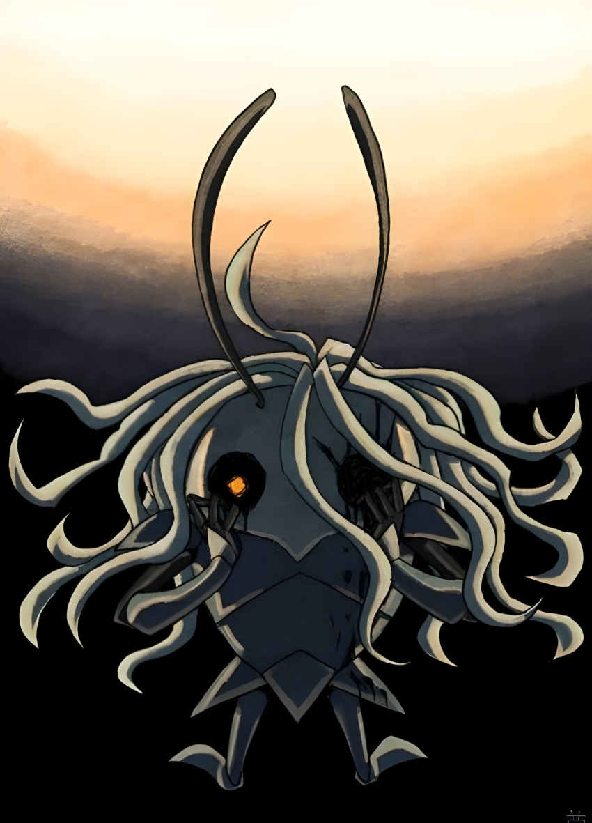 absurdres, black_eyes, crying, highres, hollow_eyes, hollow_knight, infection, no_eyes_(hollow_knight)
