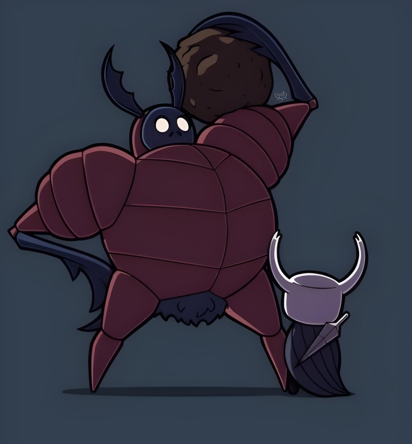 highres, hollow_knight, horns, knight_(hollow_knight), manure, nail_(hollow_knight), ogrim_(hollow_knight), sword