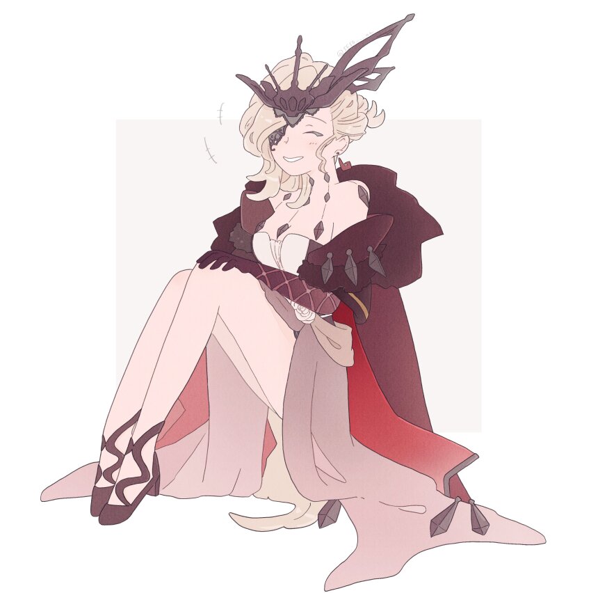 1girl, absurdres, anni_(556_an), bare_shoulders, black_footwear, black_gloves, blonde_hair, border