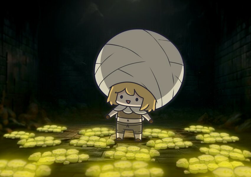 1girl, :d, absurdres, blonde_hair, chibi, commentary, cosplay, full_body