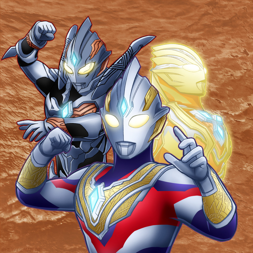 2boys, absurdres, alien, arm_guards, armor, arms_up, aura, black_armor