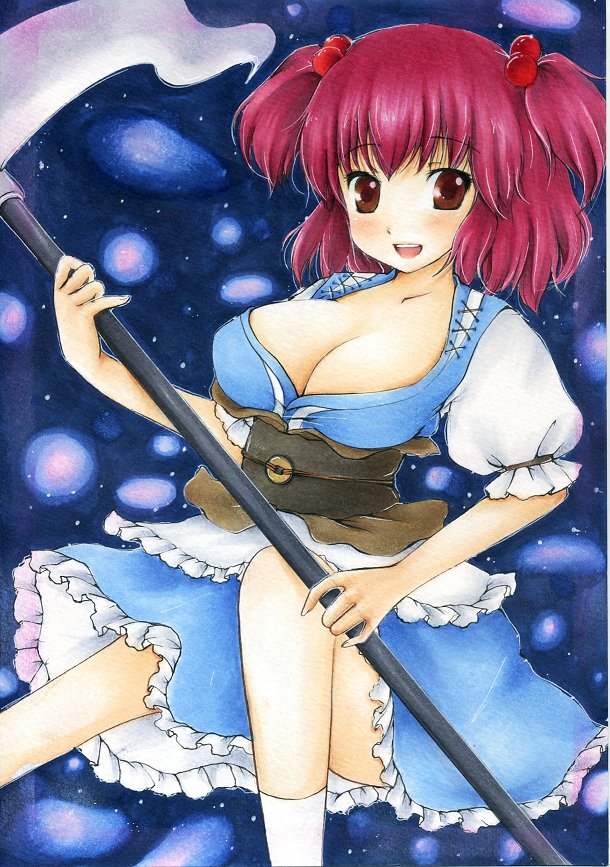 1girl, breasts, female_focus, large_breasts, my_(mylilla811), onozuka_komachi, red_eyes, red_hair