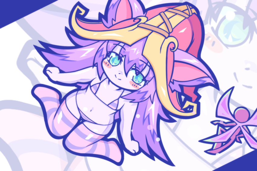 1girl, 1other, animal_ears, arms_at_sides, bikini, blush, breasts, closed_mouth