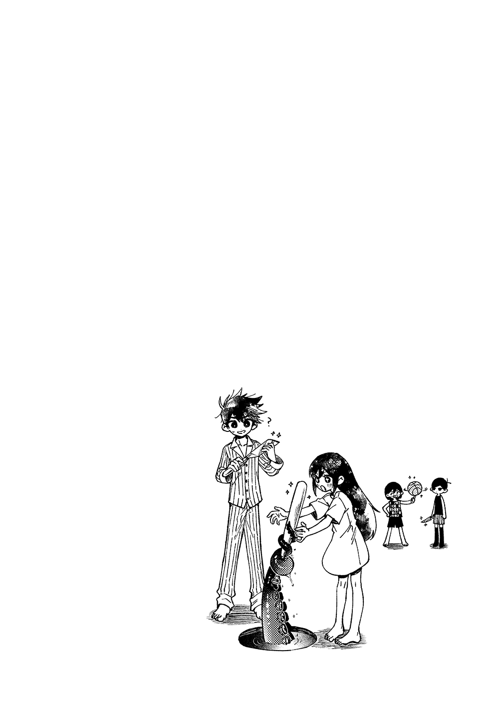 +_+, 1girl, 3boys, ?, abbi_(omori), aubrey_(headspace)_(omori), aubrey_(omori), ball