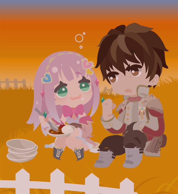 01_(zeroichi_srl), 1boy, 1girl, :3, atelier_(series), atelier_lulua, black_pants, boots