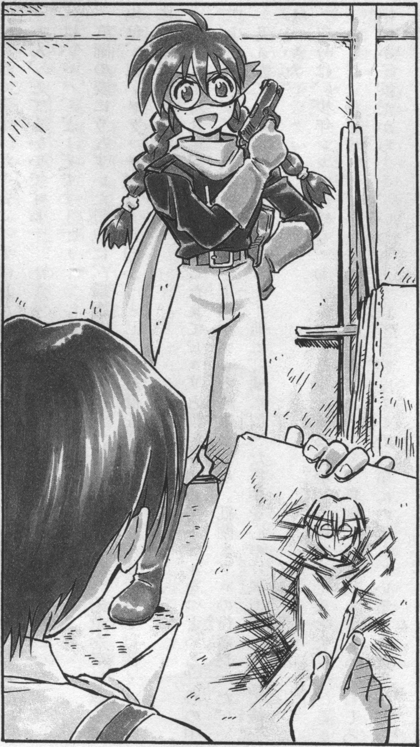 1990s_(style), 1girl, absurdres, alternate_costume, archived_source, baggy_pants, belt, belt_buckle