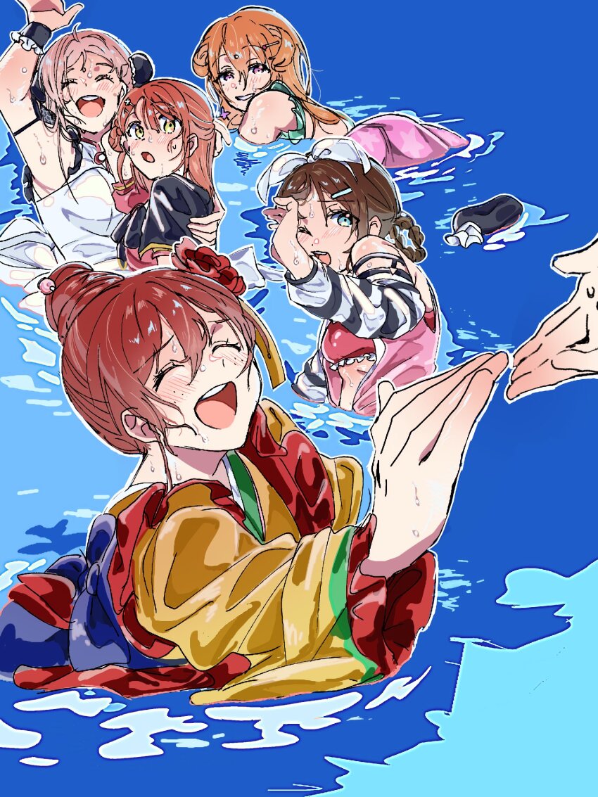 6+girls, :d, :o, ;d, ^_^, anegoma567, arm_up, arm_warmers