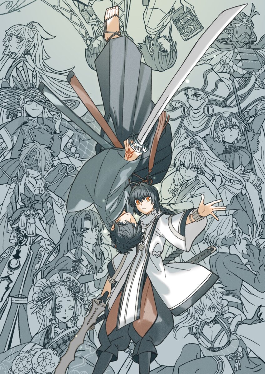 1other, 6+boys, 6+girls, ahoge, androgynous, archer_(fate/samurai_remnant), armor, assassin_(fate/samurai_remnant)