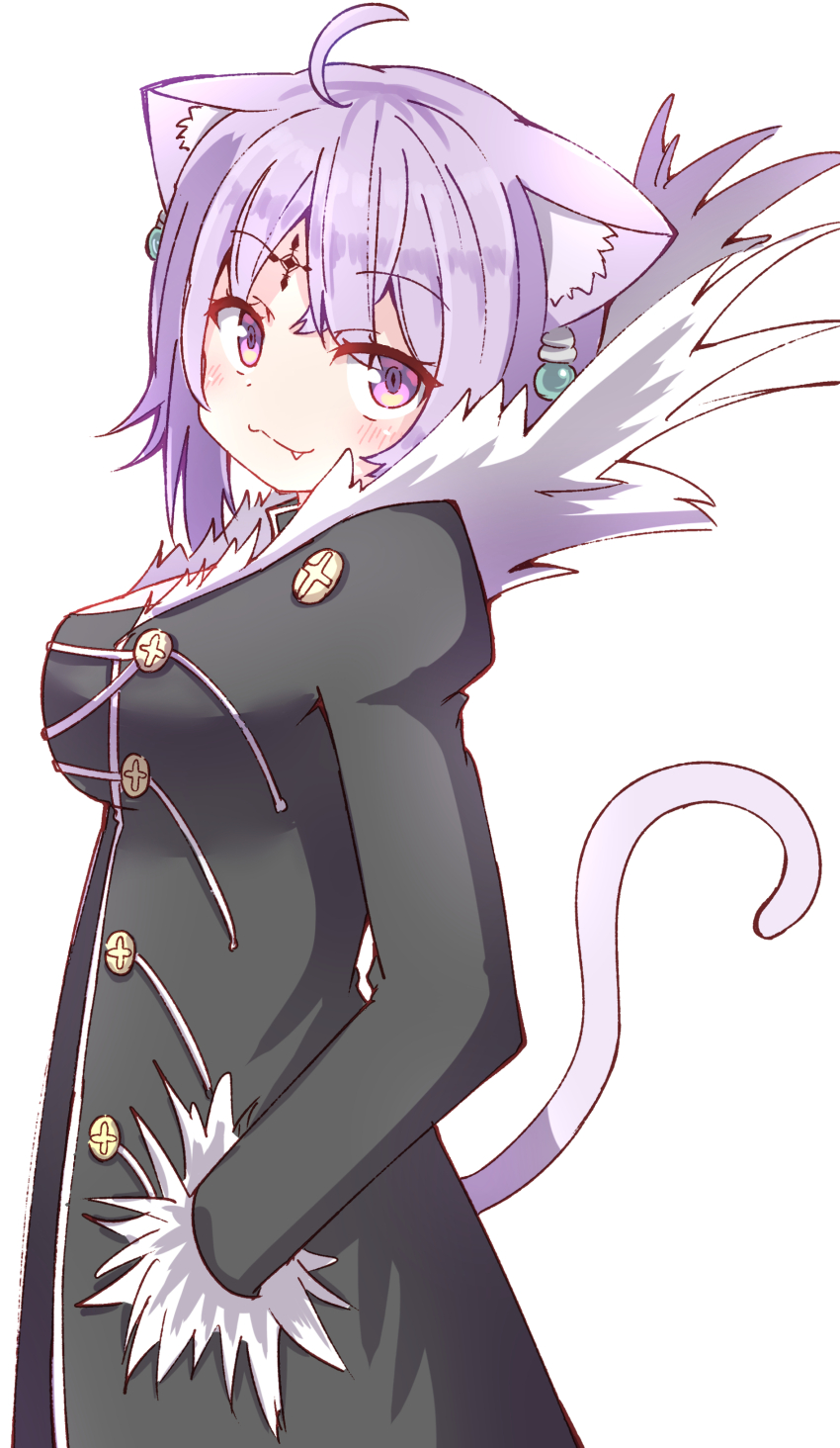 1girl, :3, absurdres, ahoge, animal_ear_fluff, animal_ears, black_dress, blush