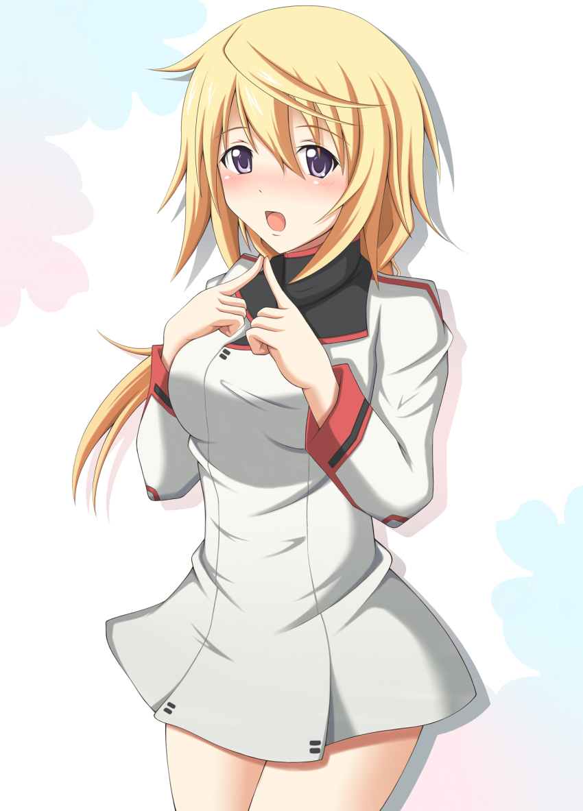 10s, 1girl, bad_id, bad_pixiv_id, blonde_hair, blush, charlotte_dunois, female_focus