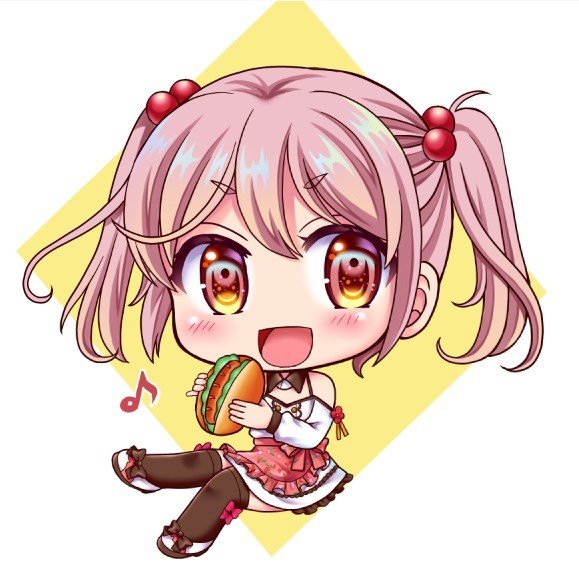 1girl, apron, brown_thighhighs, chibi, diamond_(shape), frilled_apron, frills, hair_bobbles