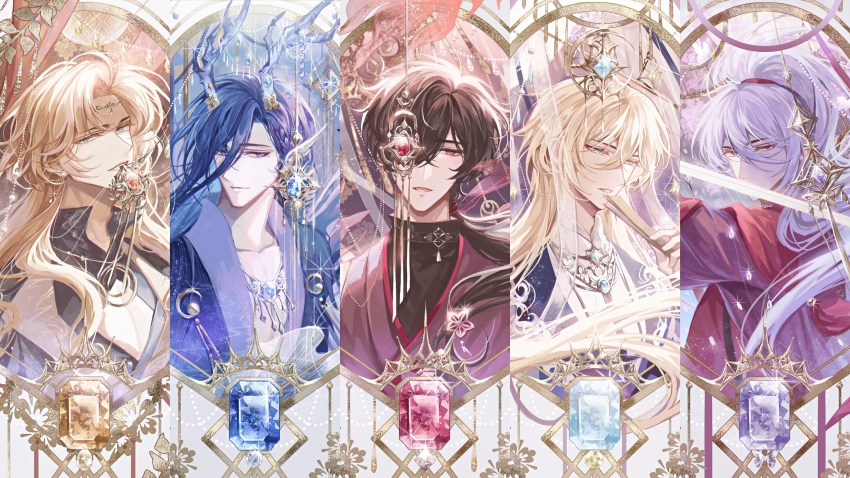 5boys, absurdres, alkaid_mcgrath, alkaid_mcgrath_(long_night_together), antlers, aqua_eyes, ayn_alwyn, ayn_alwyn_(long_night_together)