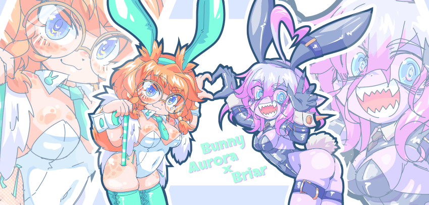 2girls, :3, absurdres, alternate_costume, animal_ears, antenna_hair, ass, asymmetrical_docking