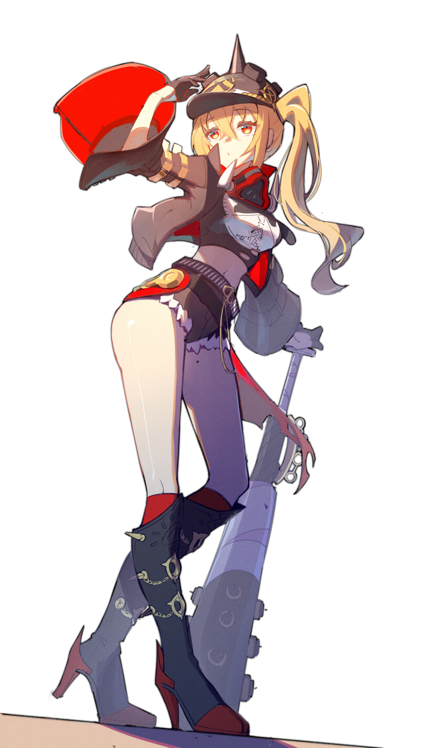 1girl, absurdres, baseball_bat, black_boots, black_gloves, black_helmet, black_shorts, blonde_hair