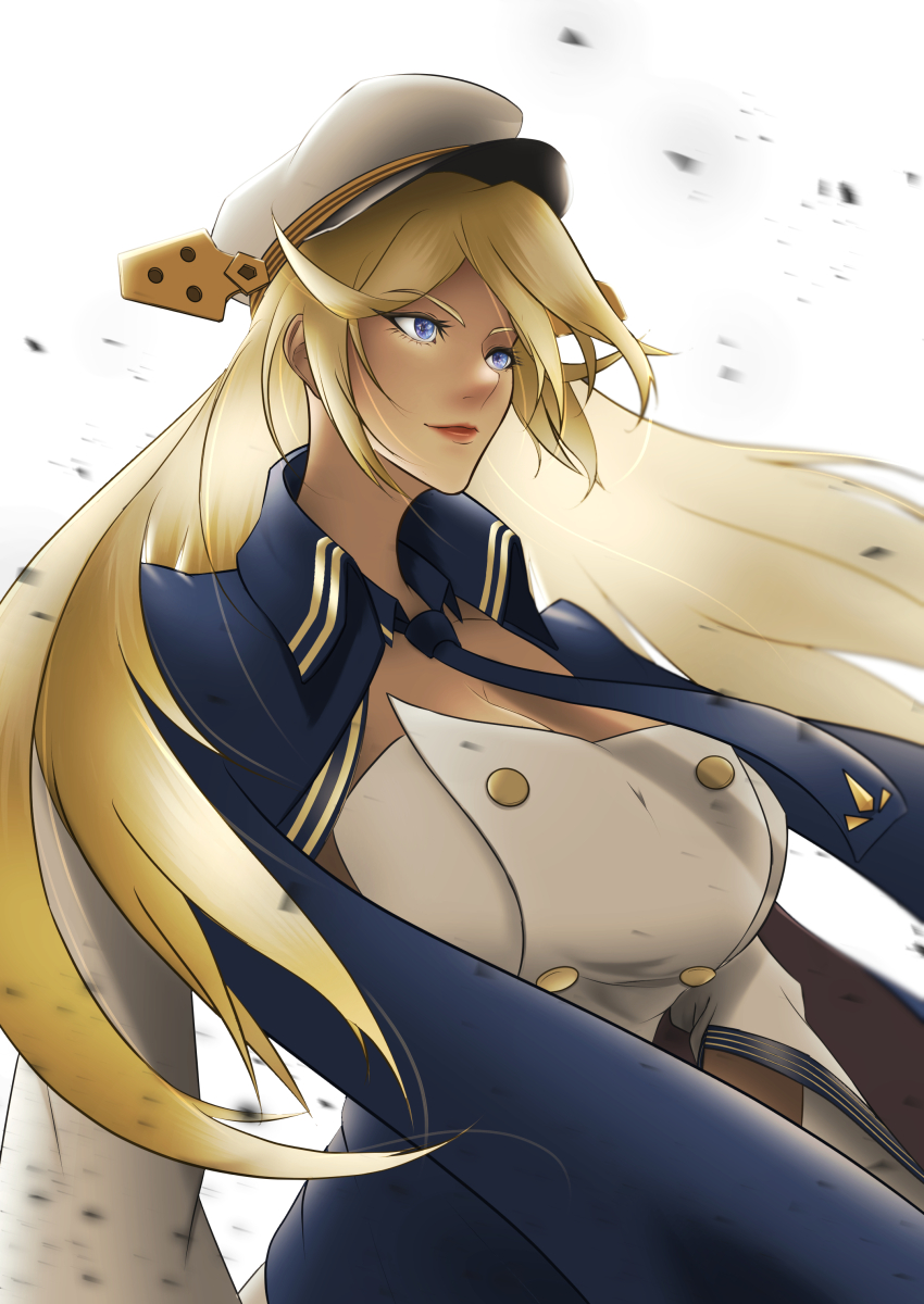 1girl, absurdres, azur_lane, blonde_hair, blue_eyes, blue_necktie, breasts, dark-skinned_female