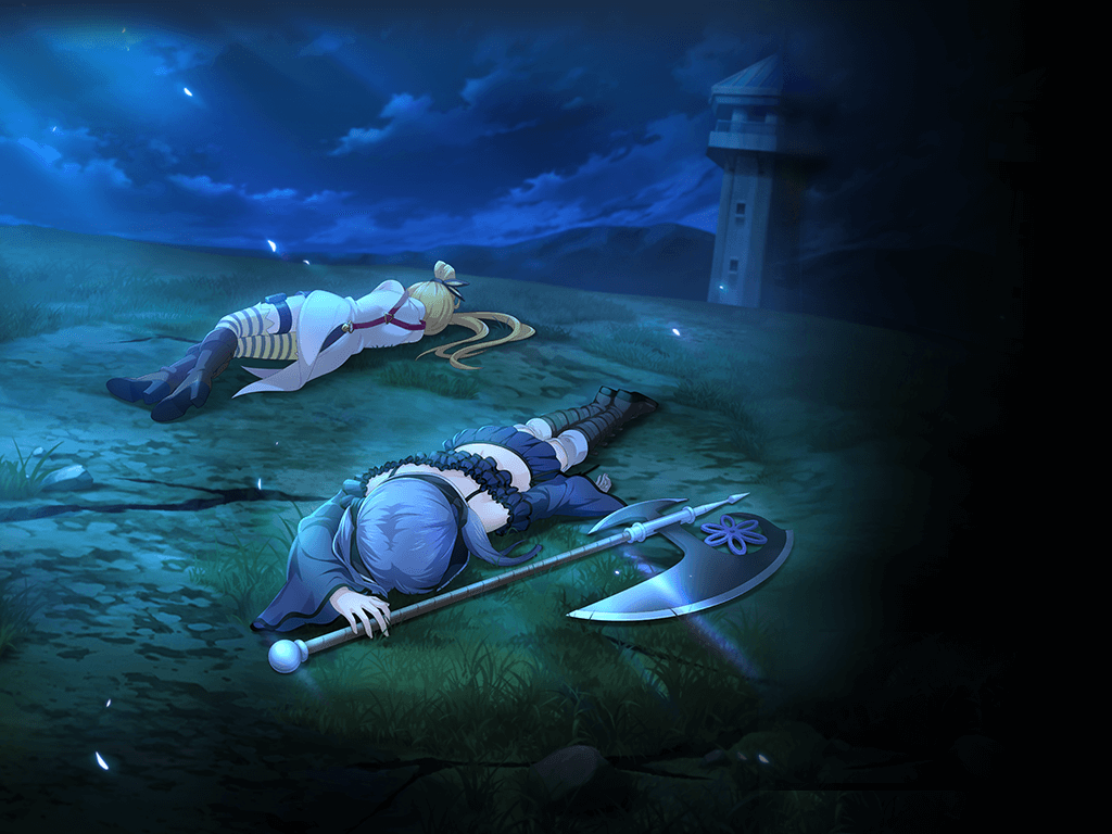 2girls, artist_request, asymmetrical_legwear, axe, battle_axe, belt, belt_bag, black_bag