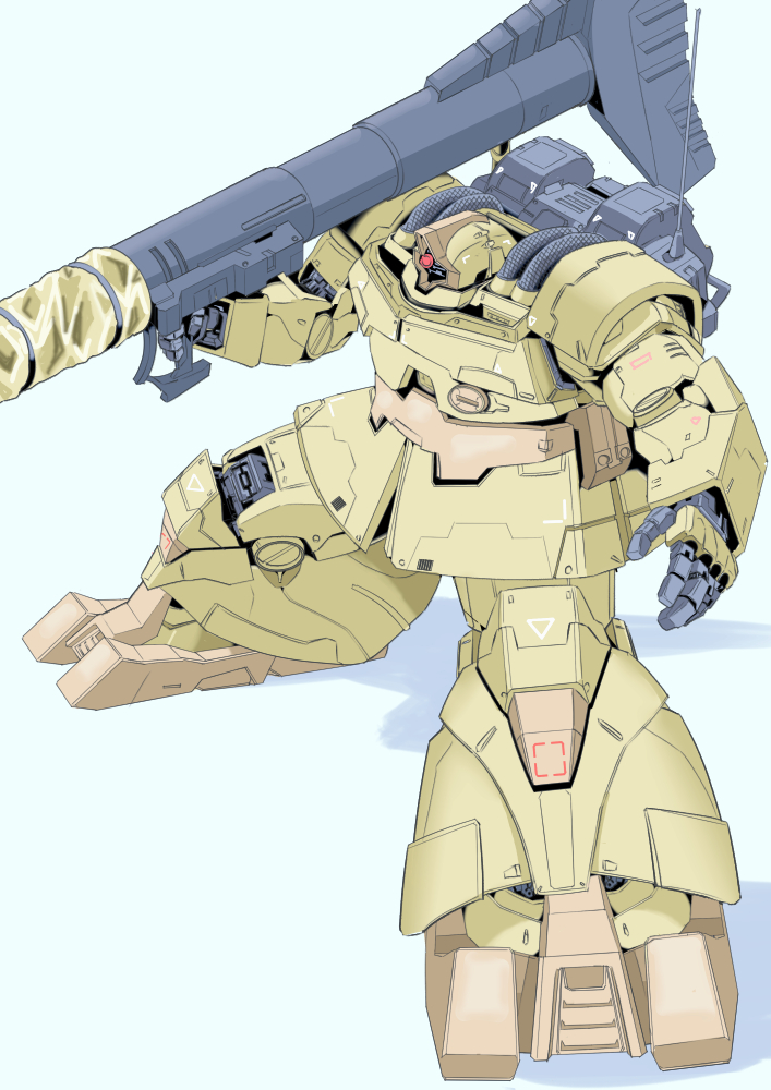 bazooka_(gundam), cable, commentary_request, desert, dom_(mobile_suit), dom_tropen, gundam, kurashou_shumei