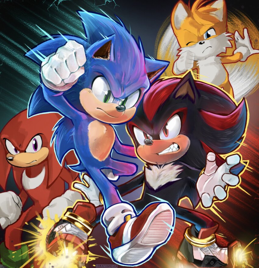 4boys, animal_ears, black_fur, blue_eyes, blue_fur, body_fur, commentary, english_commentary