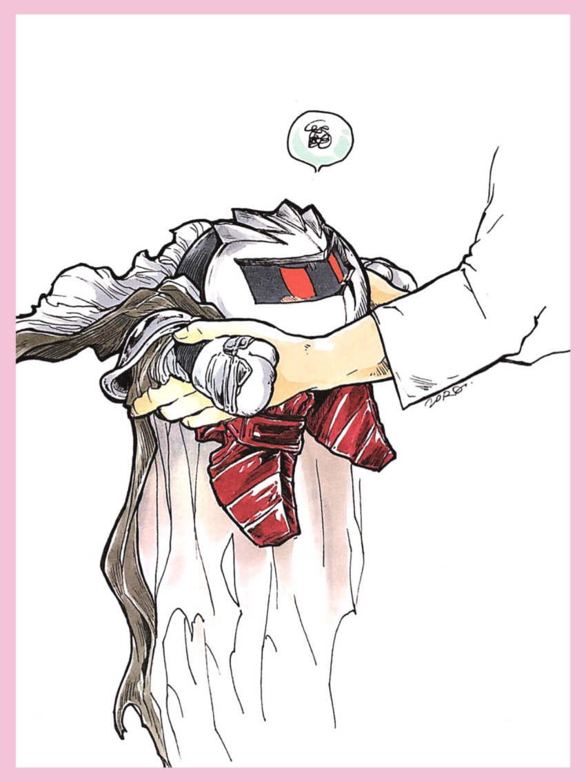 border, cape, dark_meta_knight, gloves, highres, holding, kirby_(series), mask