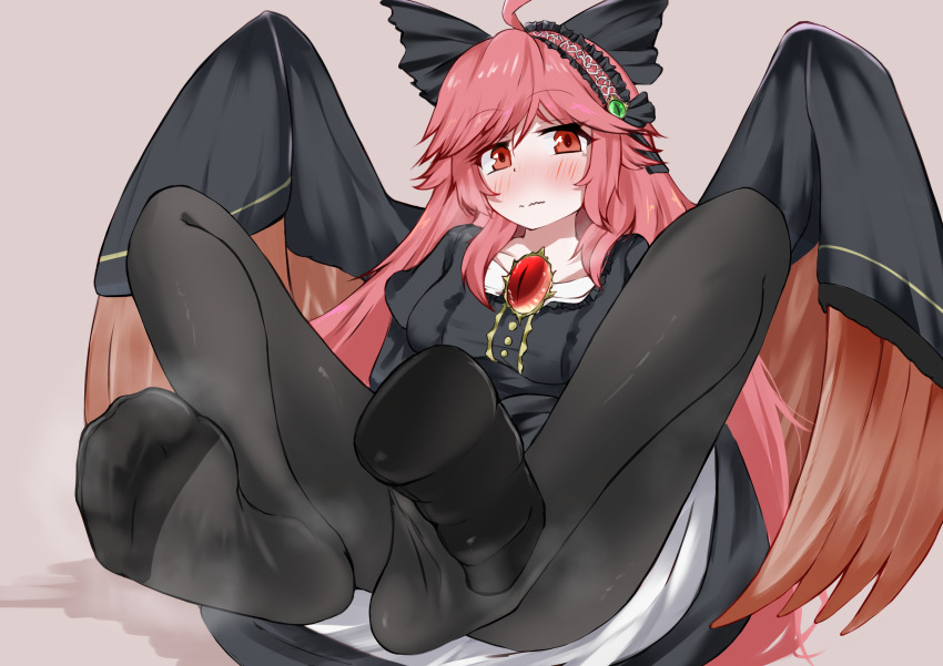 1girl, absurdres, ahoge, alternate_costume, alternate_hair_color, black_bow, black_cape, black_dress