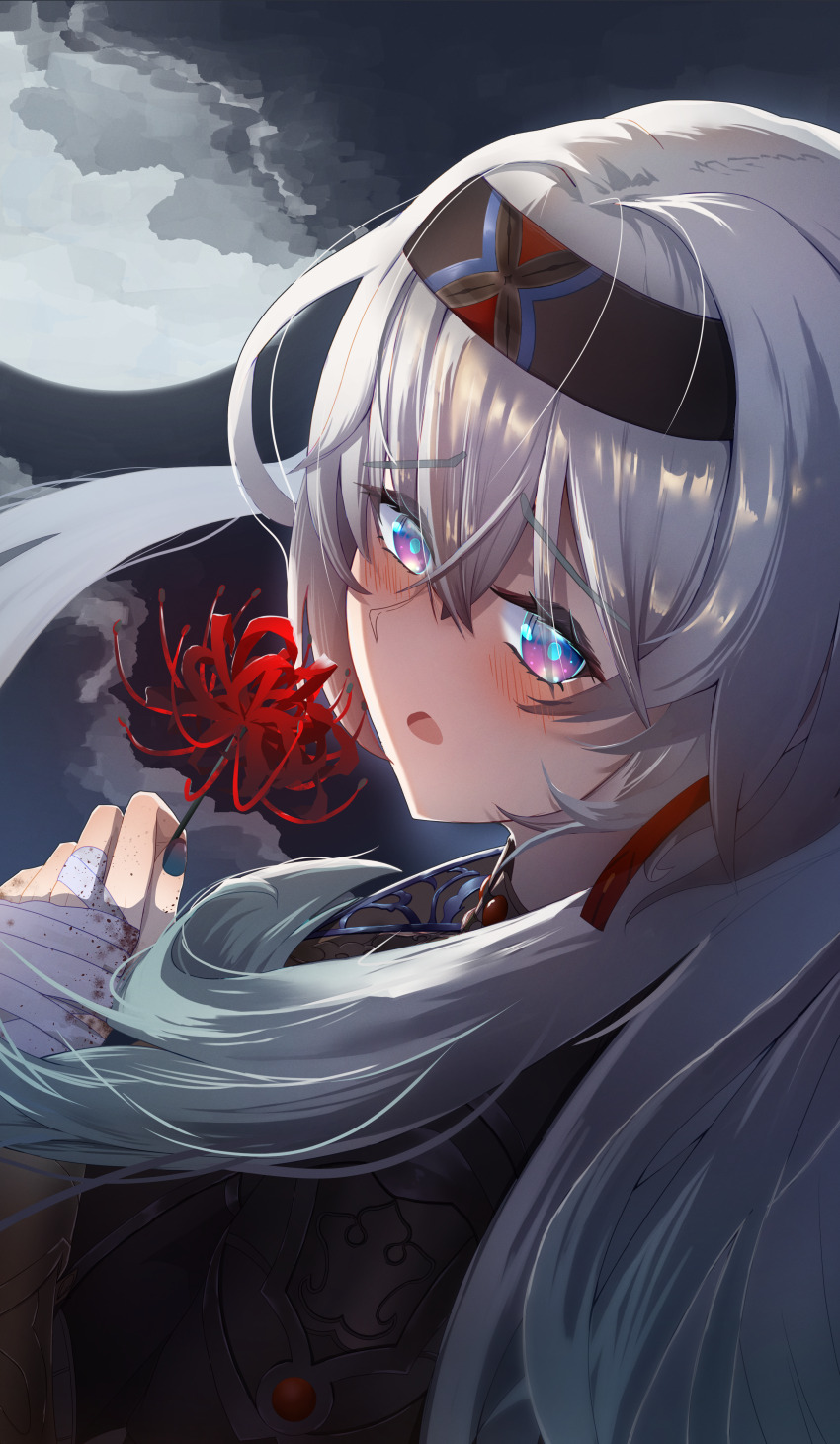 1girl, absurdres, bandaged_hand, bandages, black_hairband, black_jacket, blade_(honkai:_star_rail), blade_(honkai:_star_rail)_(cosplay)