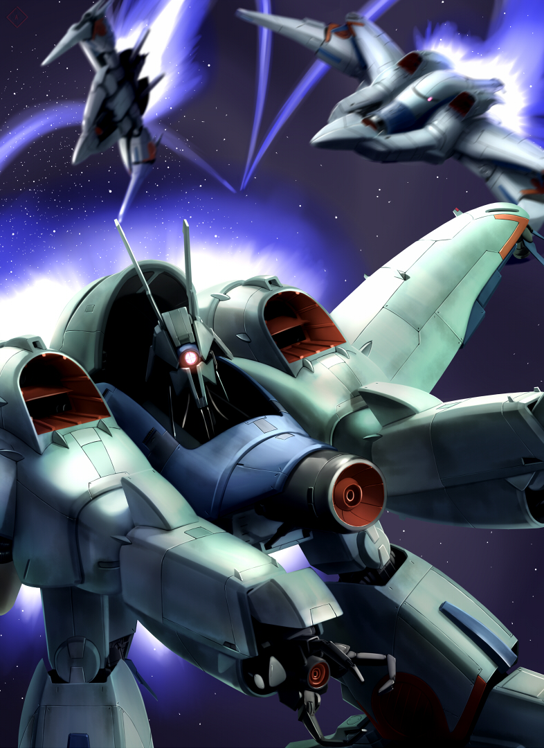 alternate_form, glowing, glowing_eye, gundam, gundam_zz, jamru_fin, mecha, mecha_focus