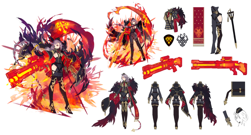 1girl, absurdly_long_hair, ancient_killers_(phantom_of_the_kill), belt, black_hat, braid, breasts, brown_belt