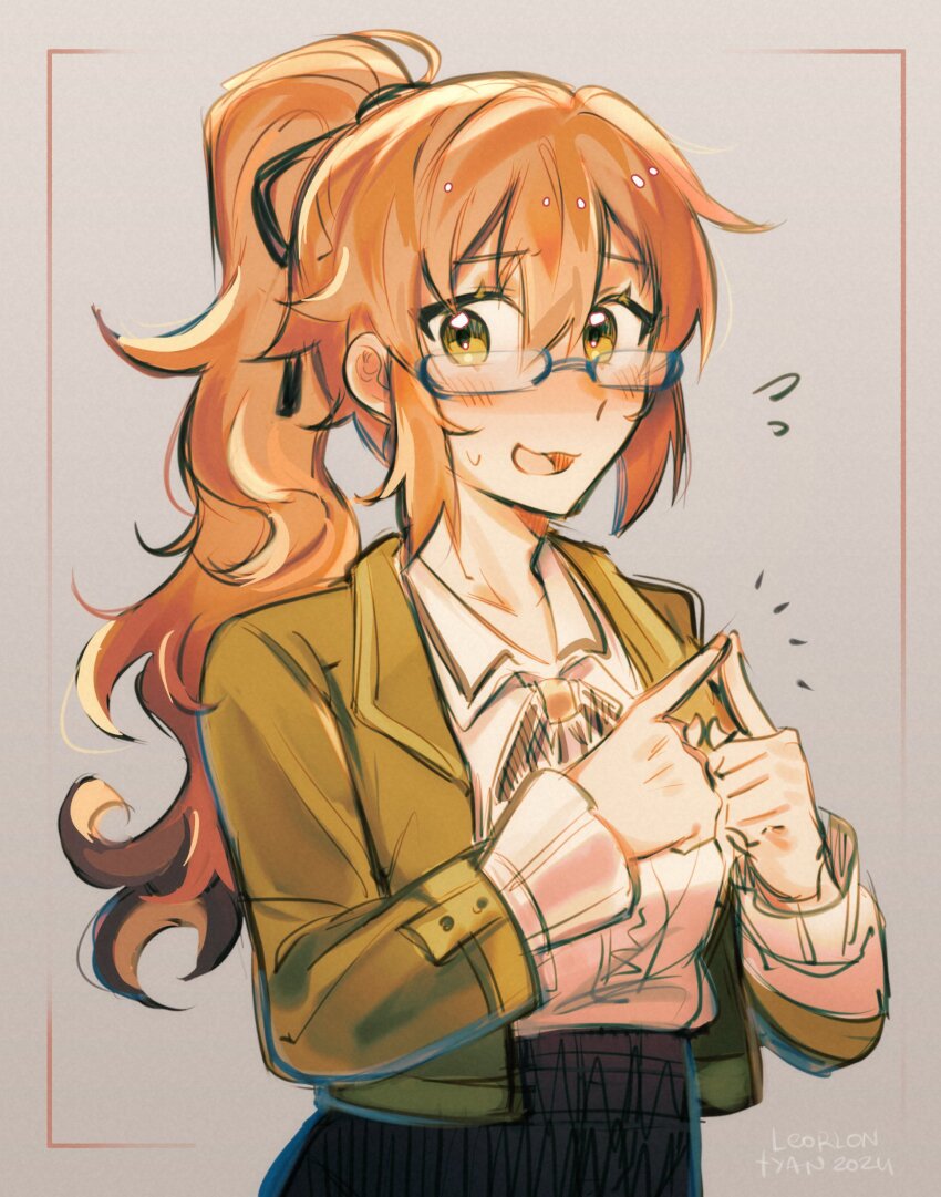 1girl, absurdres, artist_name, blush, brown_hair, dated, double-parted_bangs, eiyuu_densetsu