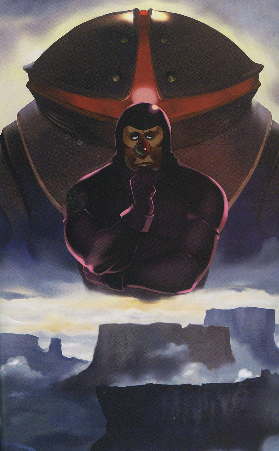 1980s_(style), 1boy, acguy, akahana, canyon, cloud, desert, dust_cloud