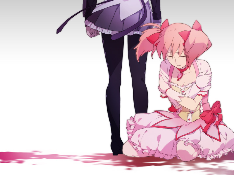 10s, 2girls, akemi_homura, akemi_homura_(magical_girl), bad_id, bad_pixiv_id, bow, choker