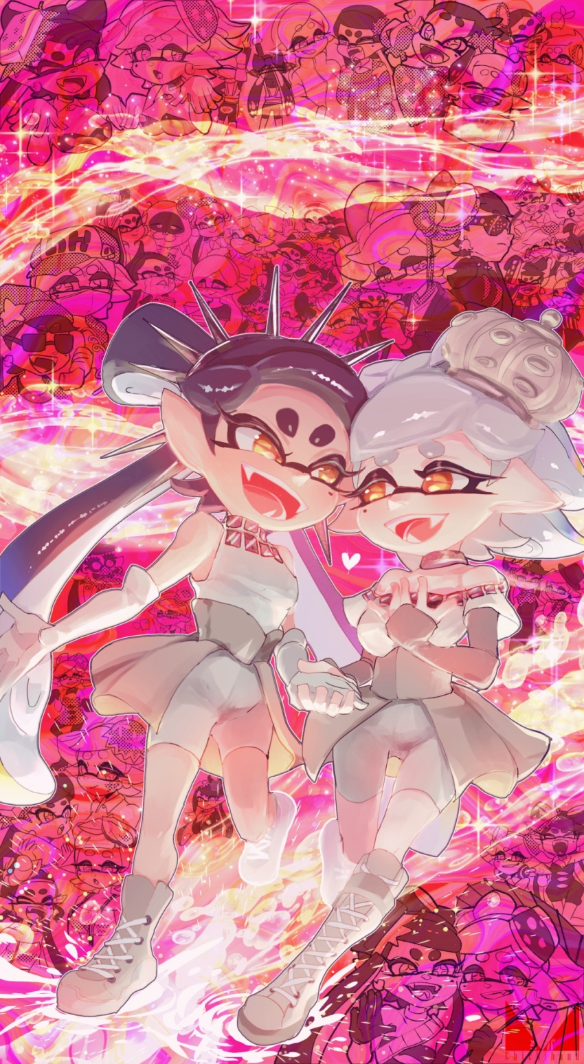 2girls, callie_(agent_1_casual)_(splatoon), callie_(airhead)_(splatoon), callie_(alterna)_(splatoon), callie_(fancy_party)_(splatoon), callie_(frostyfest)_(splatoon), callie_(grand_festival)_(splatoon), callie_(hero_suit)_(splatoon)