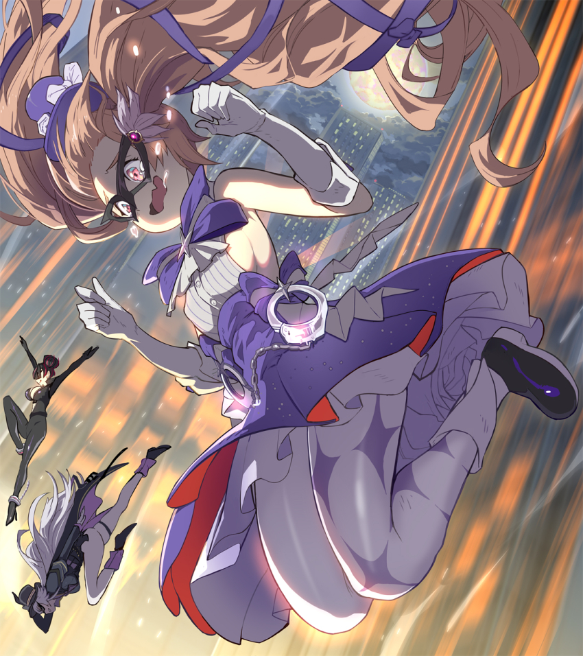 3girls, alternate_costume, artist_request, ass, bare_shoulders, black_hair, bodysuit, boots