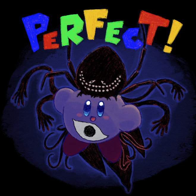 1boy, blue_eyes, blush, fusion, kirby, kirby_(series), looking_at_viewer, nintendo