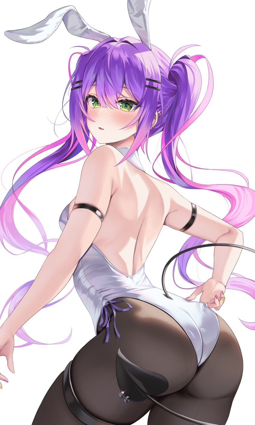 1girl, absurdres, adjusting_clothes, adjusting_leotard, alternate_costume, animal_ears, arched_back, arm_strap