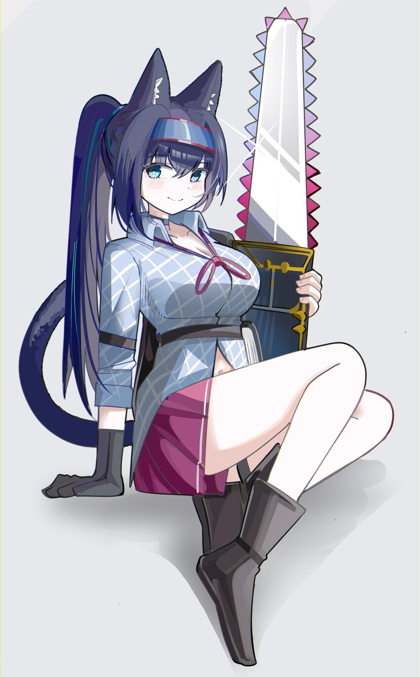 1girl, absurdres, animal_ears, aqua_hair, arknights, black_boots, black_choker, black_gloves