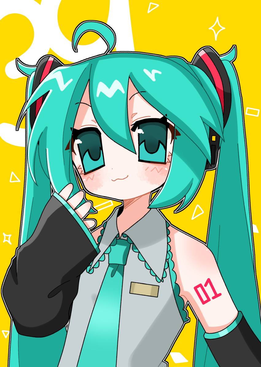 1girl, :3, ahoge, aoiuna, blue_eyes, blue_hair, blush, collared_shirt