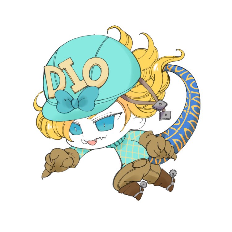 1boy, blonde_hair, blue_eyes, blue_sweater, boots, ch01r, chibi, claws