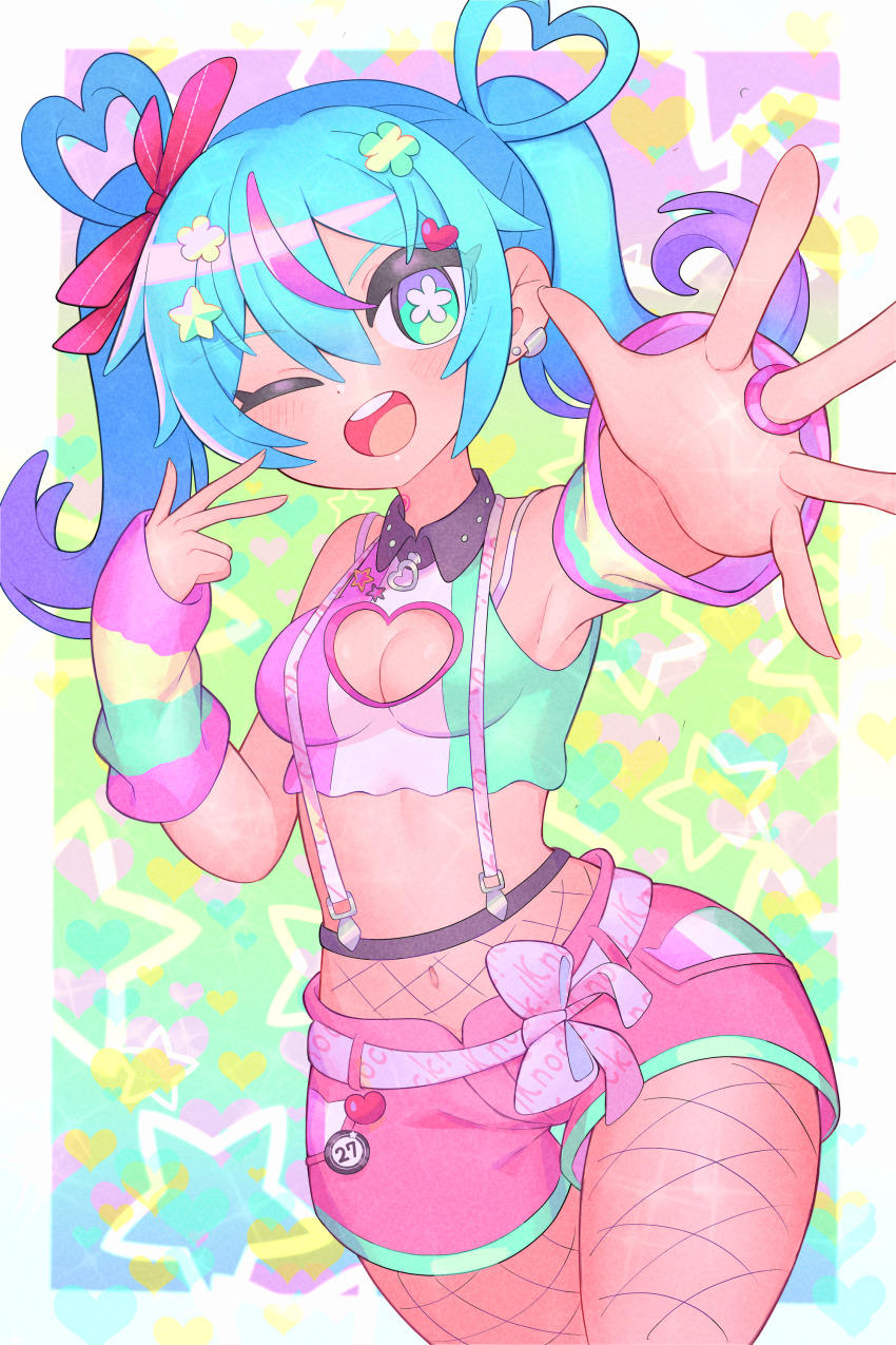 1girl, absurdres, alternate_costume, alternate_hairstyle, aqua_hair, armpits, blue_hair, bow