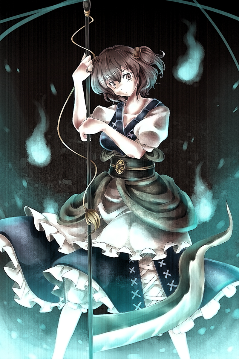 1girl, female_focus, hair_bobbles, hair_ornament, highres, namu_(artist), namuko, onozuka_komachi