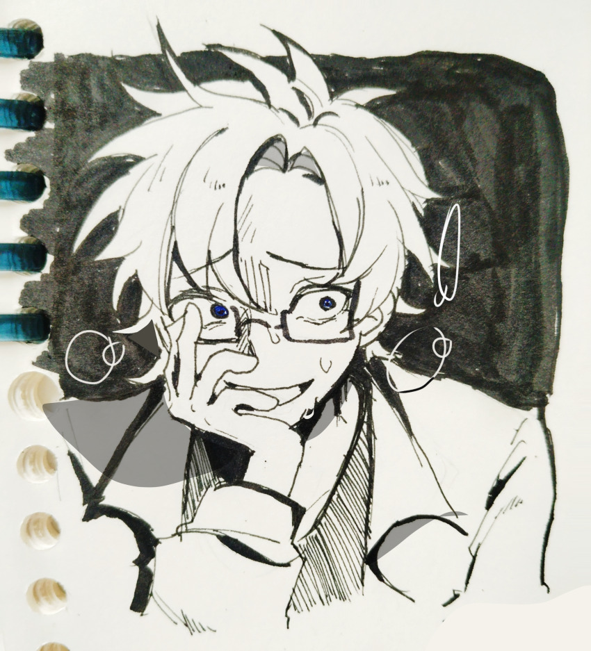 1boy, absurdres, ashao35846, blue_eyes, chinese_commentary, commentary_request, constricted_pupils, cropped_shoulders