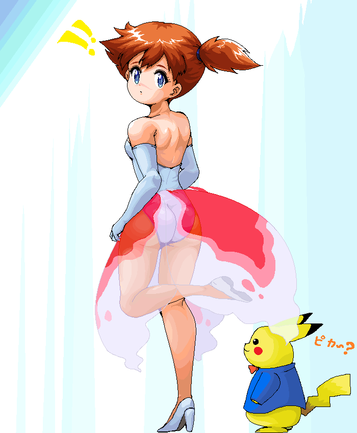 1girl, ass, asymmetrical_hair, back, bare_shoulders, blue_eyes, blue_gloves, blue_leotard