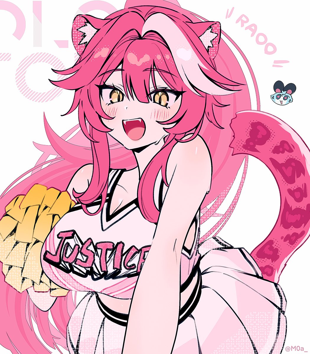 1girl, alternate_costume, animal_ears, cheerleader, commentary, crop_top, english_commentary, highres