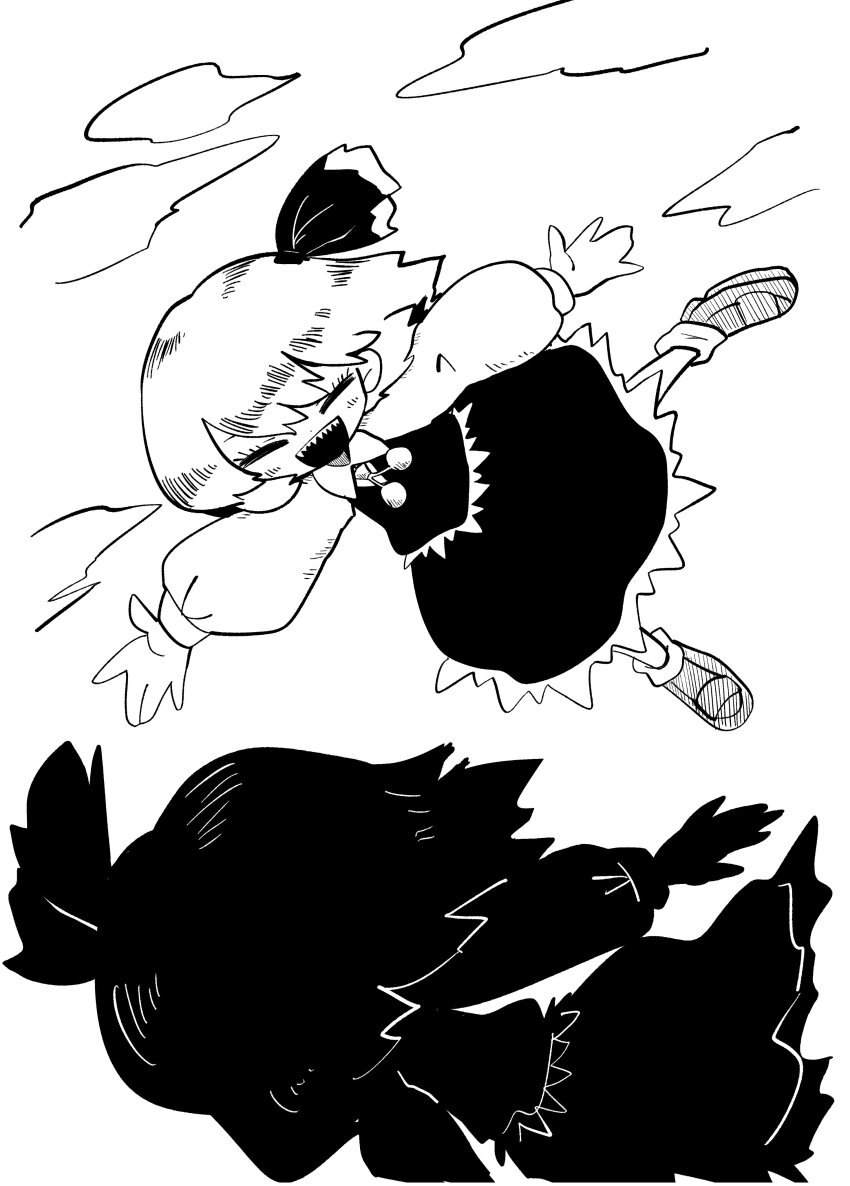 1girl, absurdres, blush, cherry, cherry_ornament, clone, closed_eyes, cloud