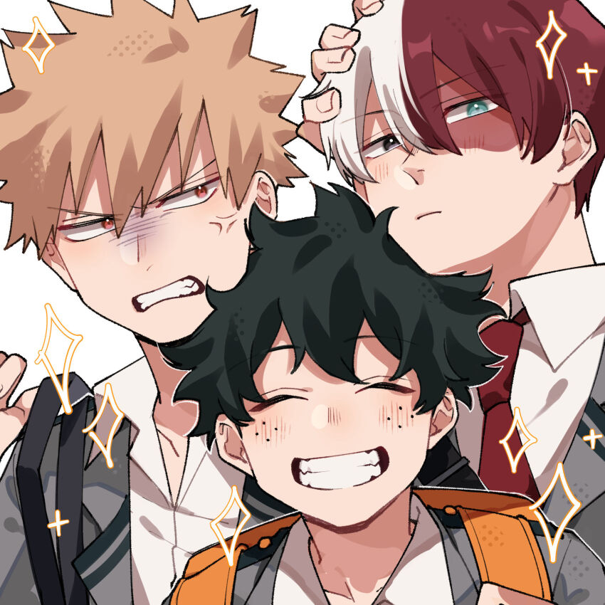 3boys, ^_^, anger_vein, annoyed, backpack, bag, bakugou_katsuki, blazer