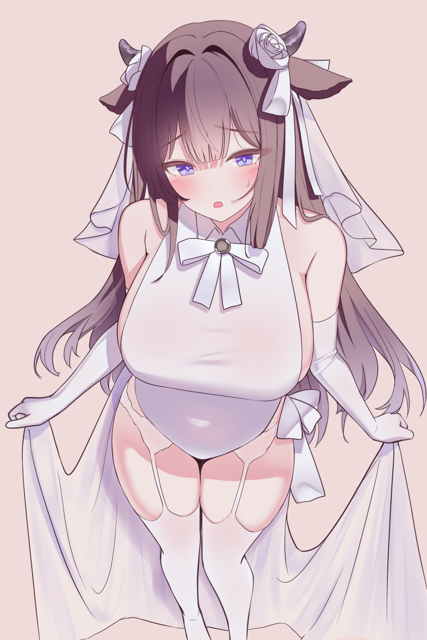 1girl, absurdres, animal_ears, azur_lane, blush, breasts, bridal_gauntlets, bridal_veil