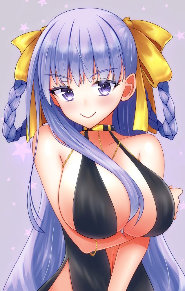 1girl, bare_shoulders, bb_(fate), bb_dubai_(fate), black_dress, blush, braid, braided_hair_rings