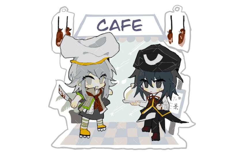 2others, androgynous, apron, ascot, bad_id, bad_twitter_id, bandaged_hand, bandages